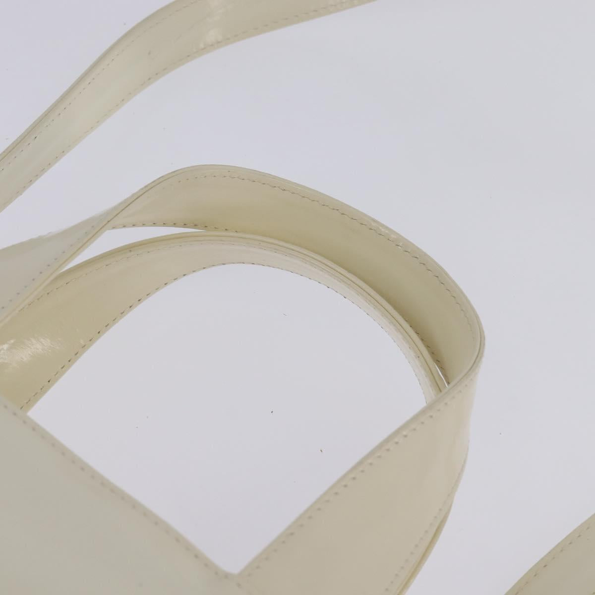 GUCCI Hand Bag Enamel 2way White Silver 001 1013 0504 Auth 143307