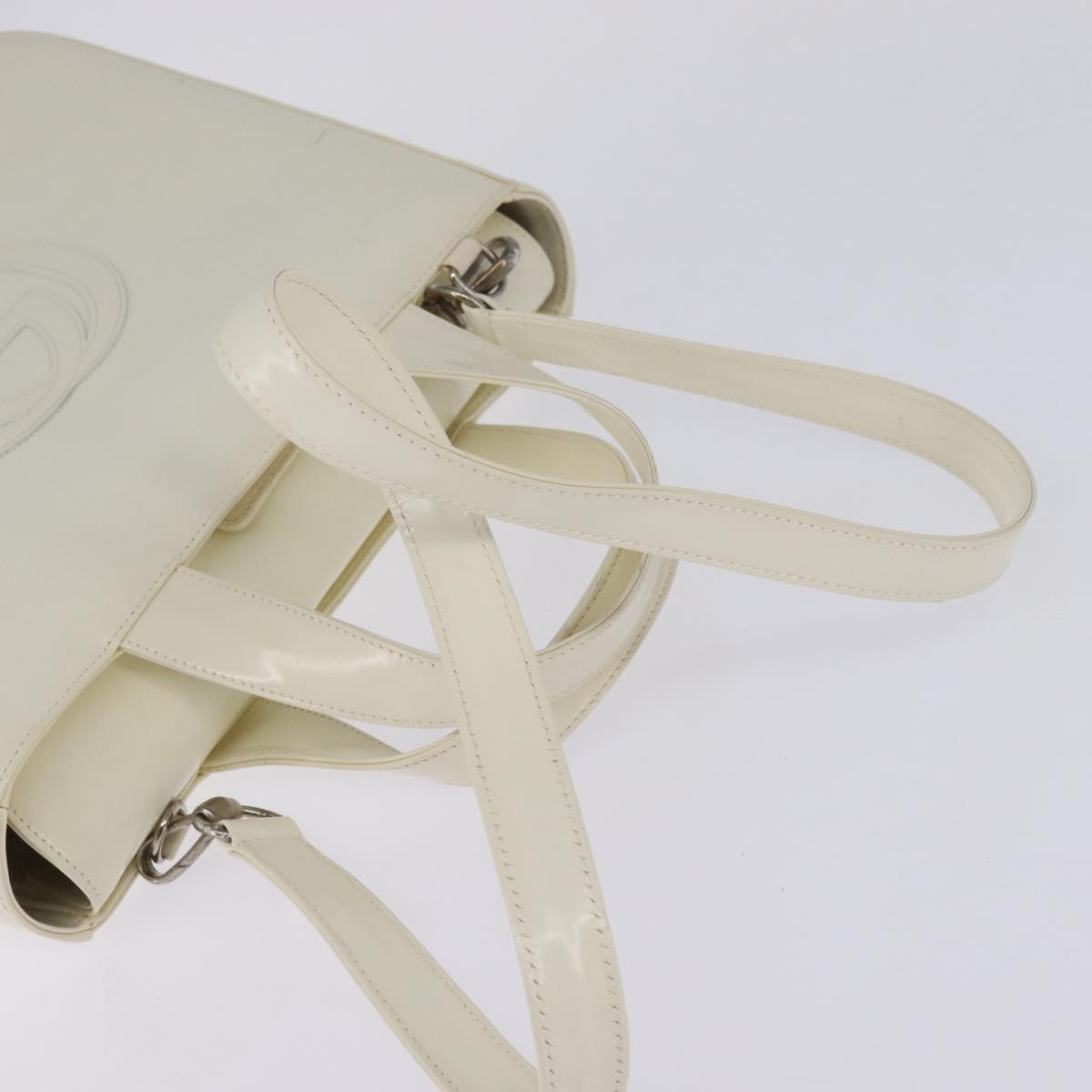 GUCCI Hand Bag Enamel 2way White Silver 001 1013 0504 Auth 143307