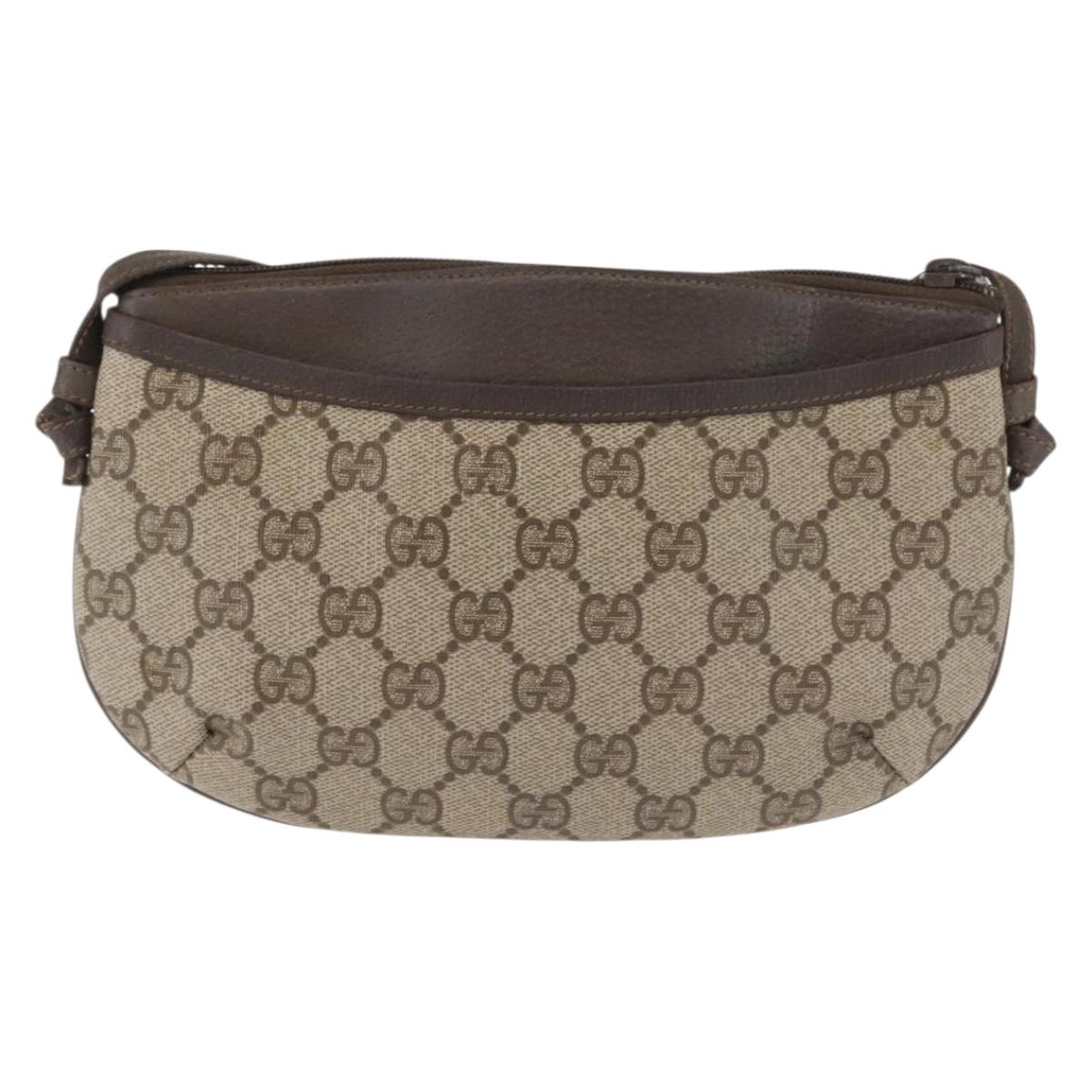 GUCCI GG Supreme Shoulder Bag PVC Beige Gold 904 02 020 Auth 143309