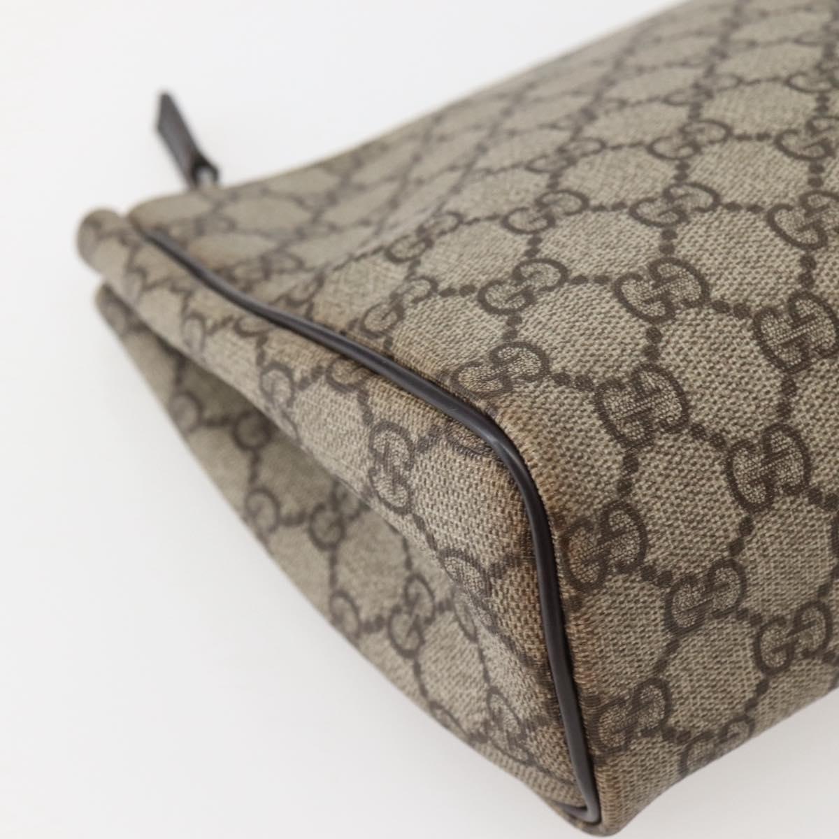 GUCCI GG Supreme Clutch Bag PVC Beige Silver 130653 Auth 143310