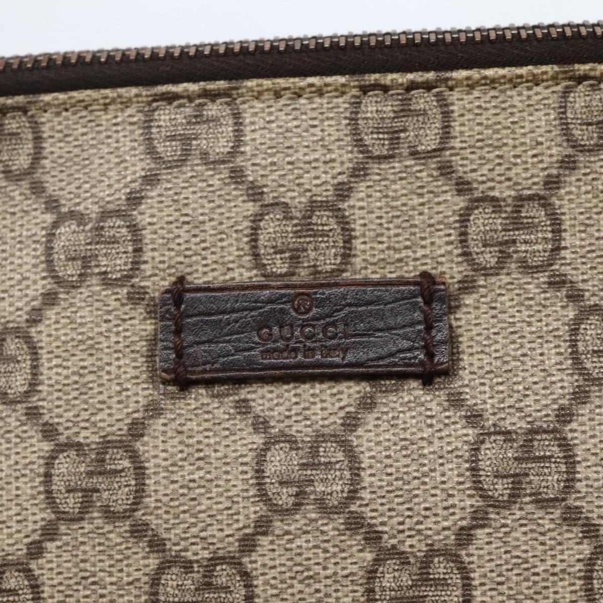 GUCCI GG Supreme Clutch Bag PVC Beige Silver 130653 Auth 143310