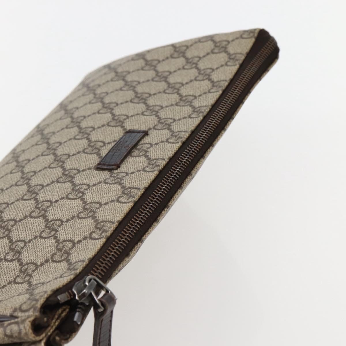 GUCCI GG Supreme Clutch Bag PVC Beige Silver 130653 Auth 143310