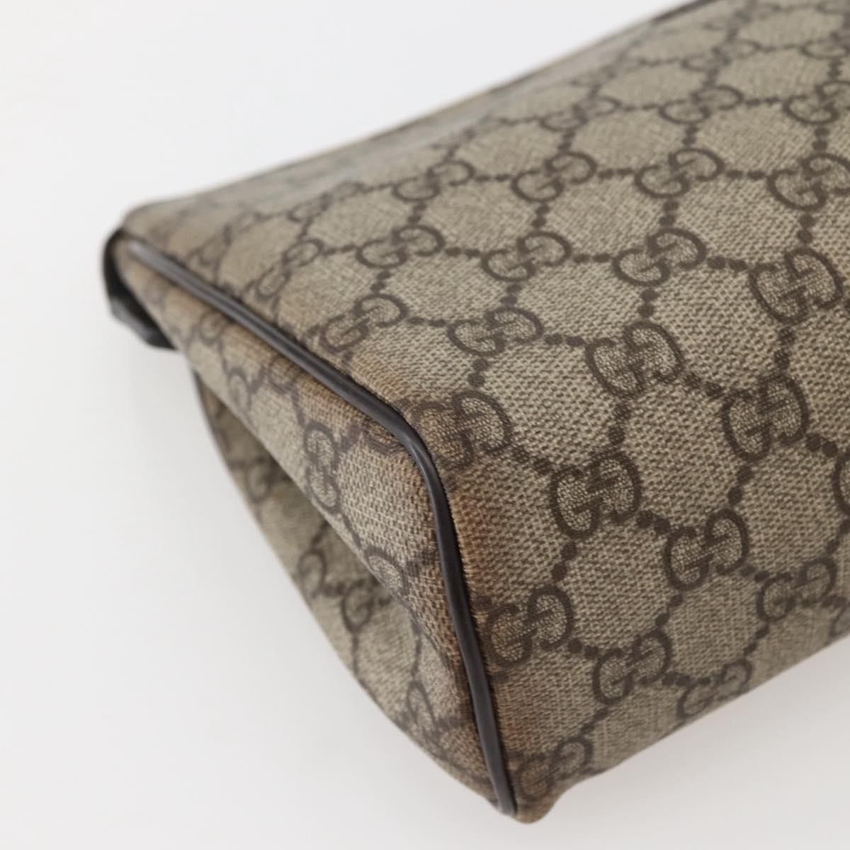 GUCCI GG Supreme Clutch Bag PVC Beige Silver 130653 Auth 143310