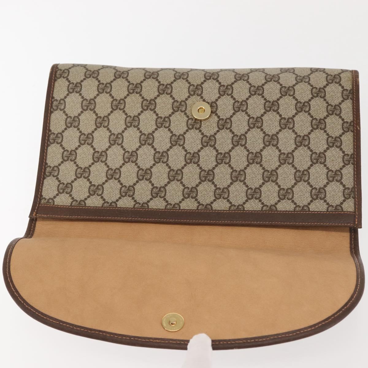 GUCCI GG Supreme Web Sherry Line Bag PVC Beige Gold 156 01 031 Auth 143329