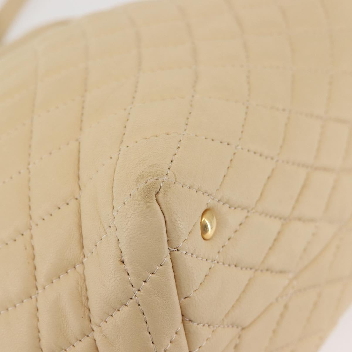 BALLY Shoulder Bag Leather Beige Gold Auth 143330