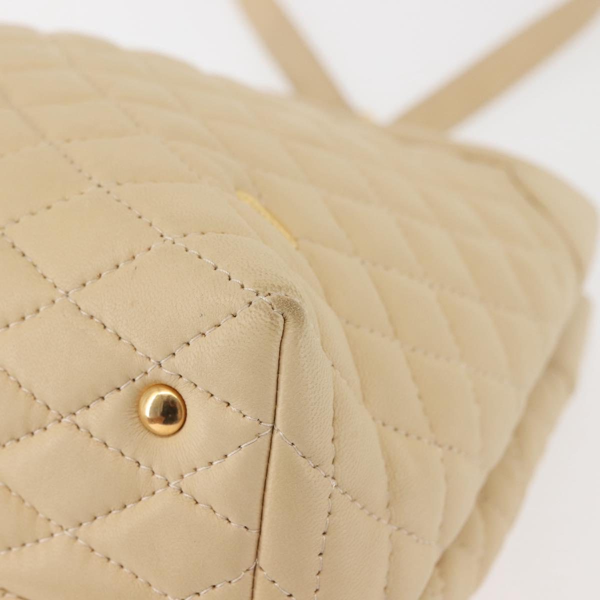 BALLY Shoulder Bag Leather Beige Gold Auth 143330