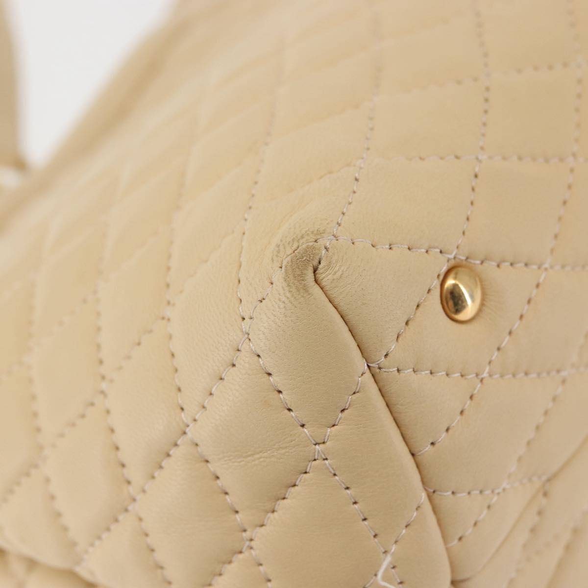 BALLY Shoulder Bag Leather Beige Gold Auth 143330