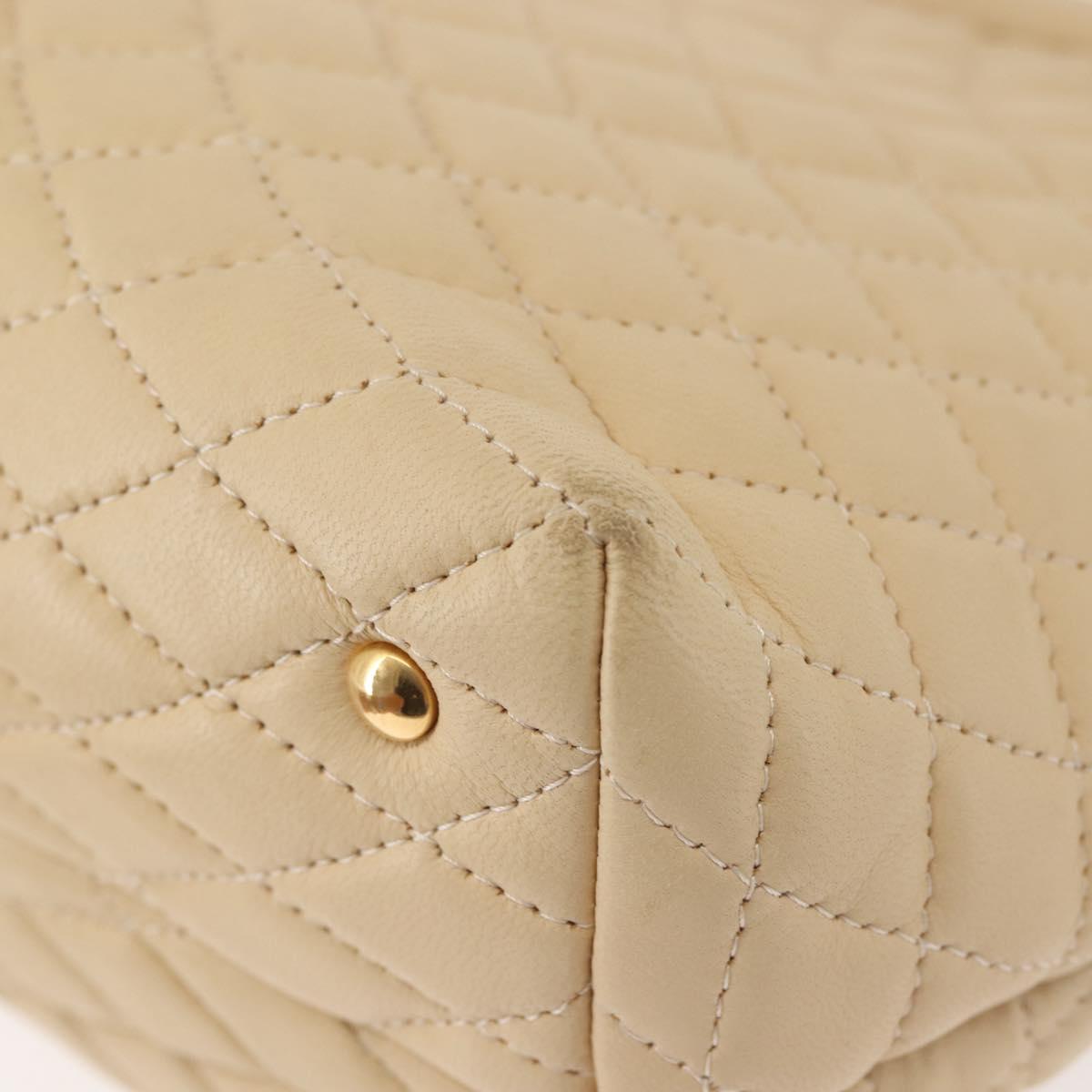 BALLY Shoulder Bag Leather Beige Gold Auth 143330