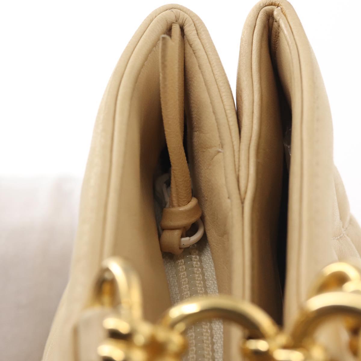 BALLY Shoulder Bag Leather Beige Gold Auth 143330