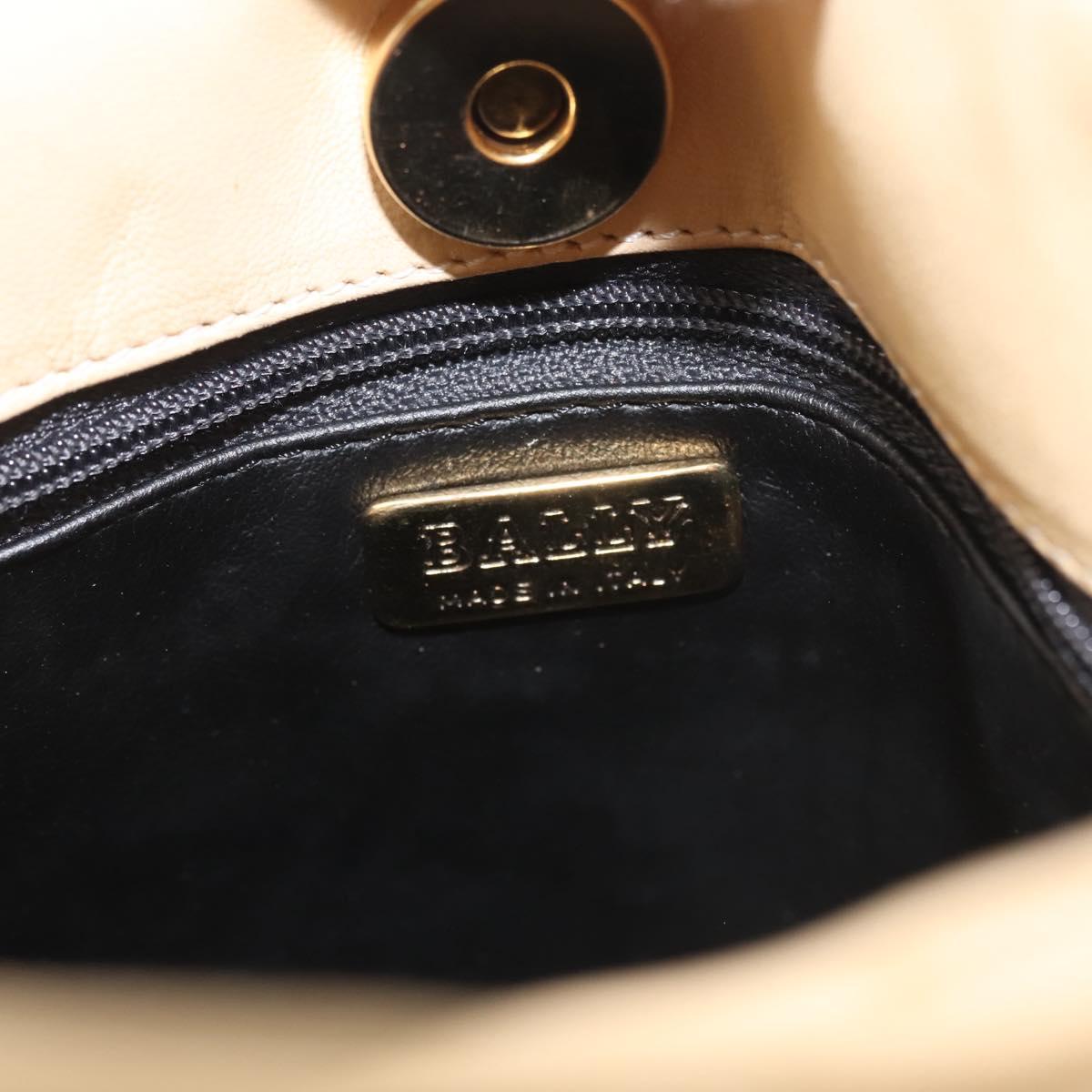 BALLY Shoulder Bag Leather Beige Gold Auth 143330