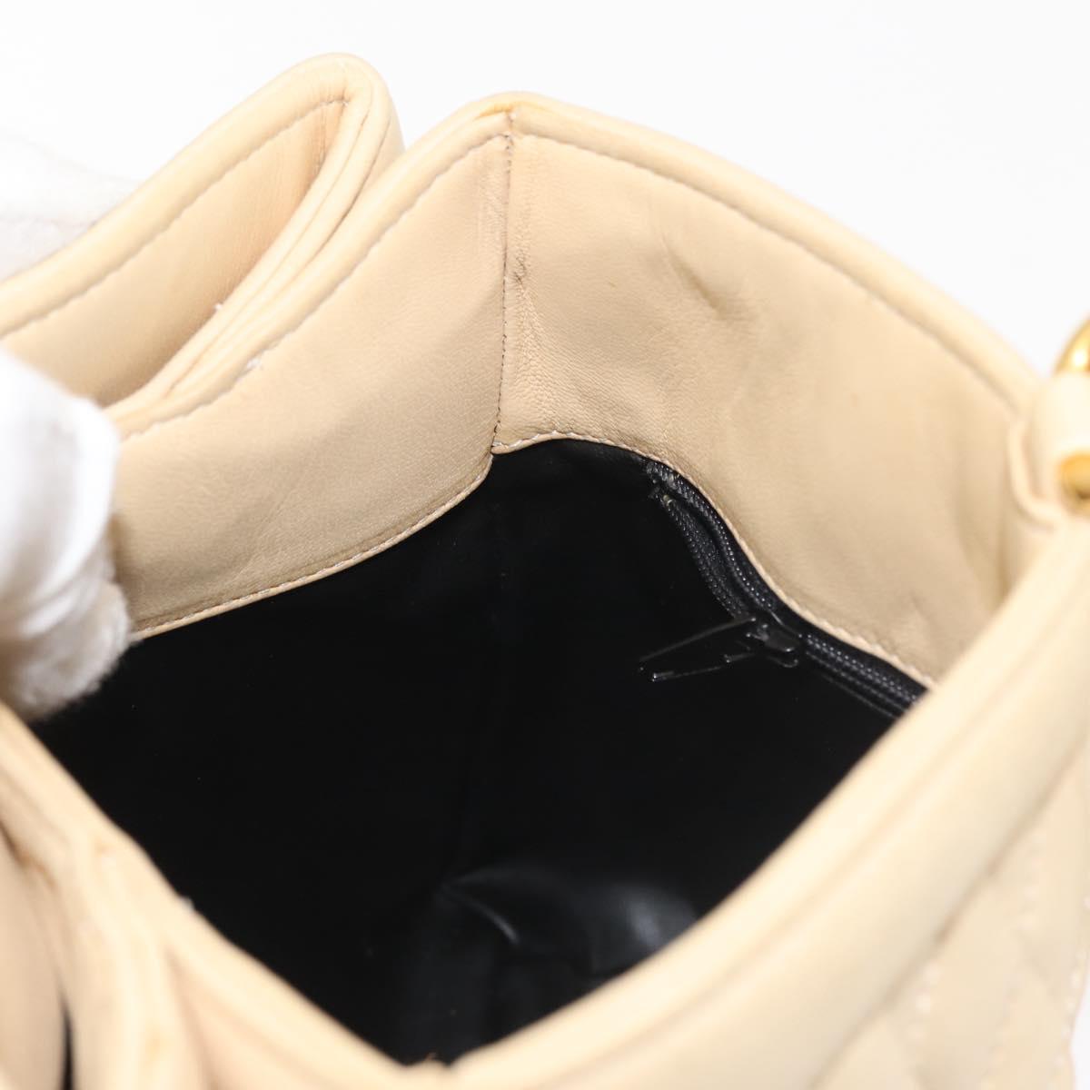 BALLY Shoulder Bag Leather Beige Gold Auth 143330