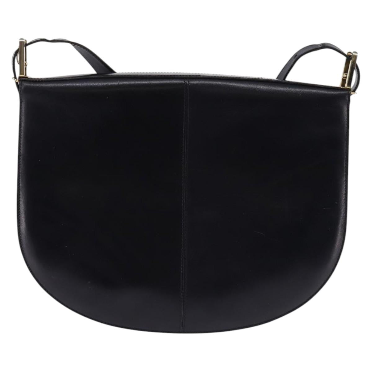 BALLY Shoulder Bag Leather Black Gold Auth 143332