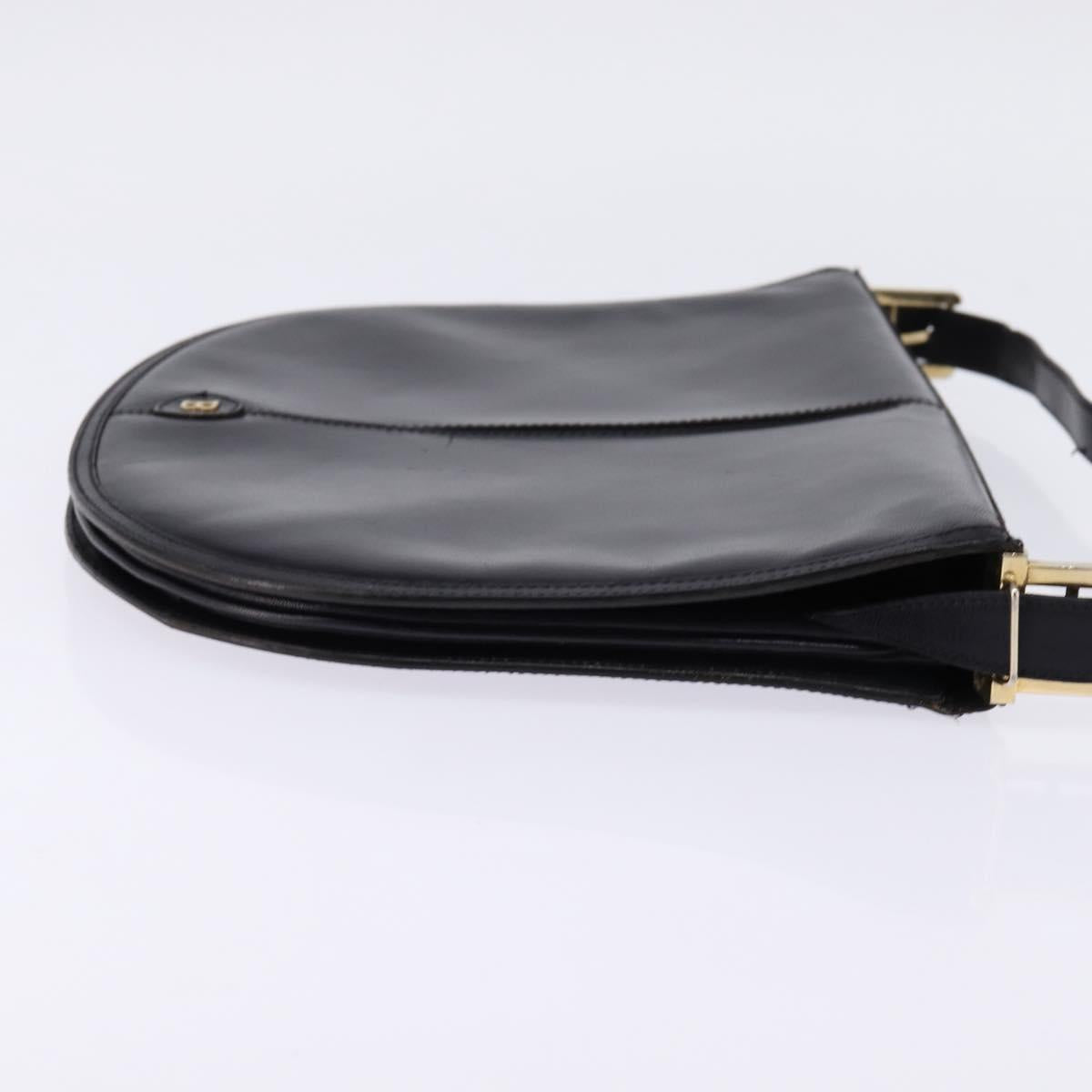 BALLY Shoulder Bag Leather Black Gold Auth 143332
