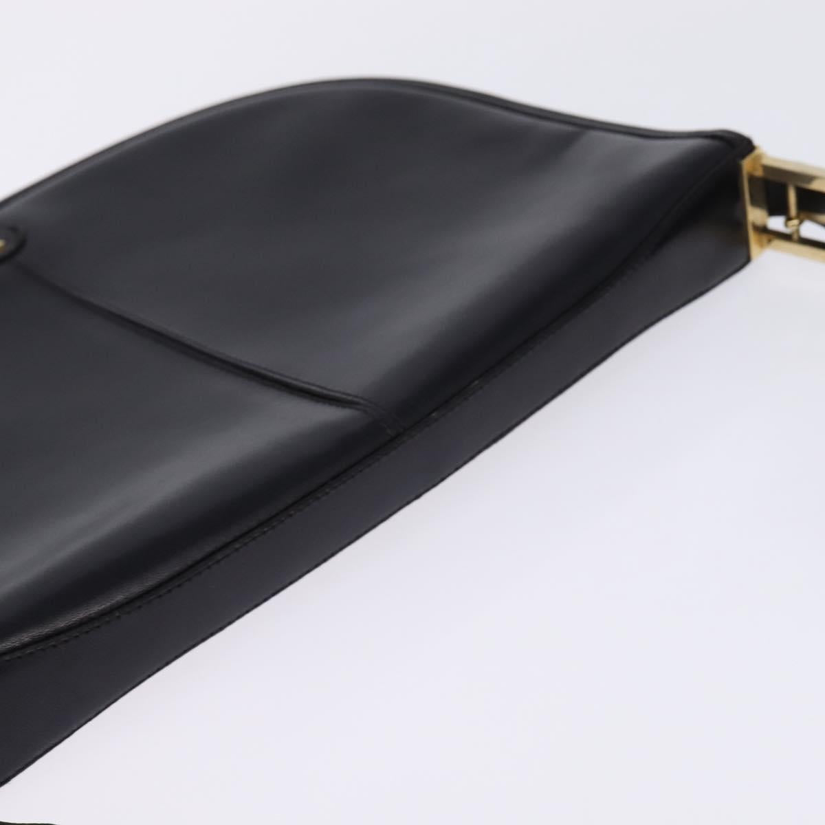 BALLY Shoulder Bag Leather Black Gold Auth 143332