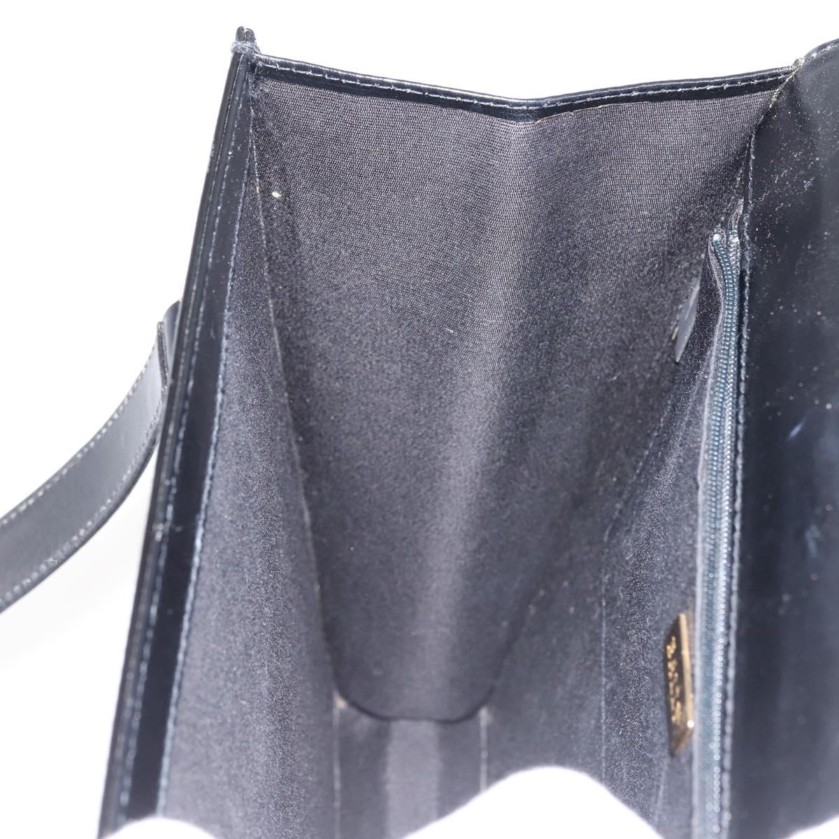 BALLY Shoulder Bag Leather Black Gold Auth 143333