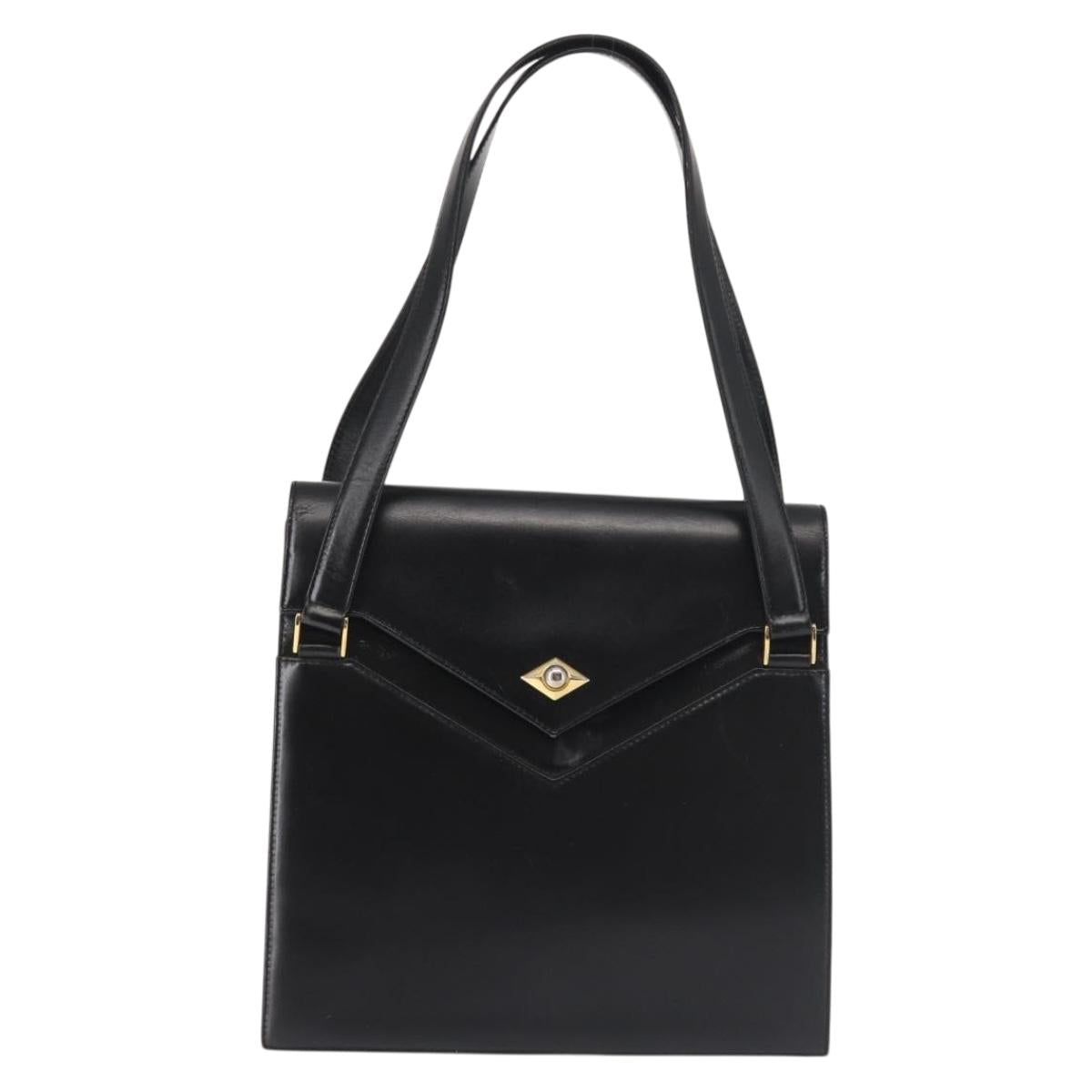 BALLY Shoulder Bag Leather Black Gold Auth 143333