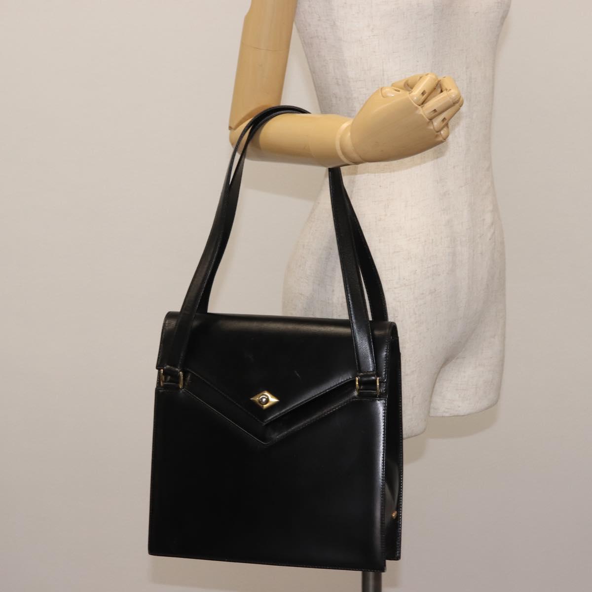 BALLY Shoulder Bag Leather Black Gold Auth 143333