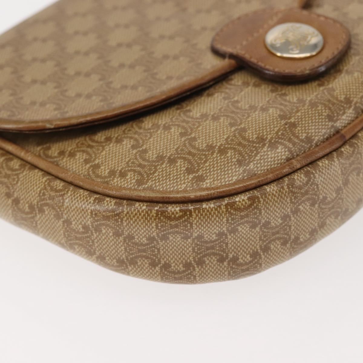 CELINE Macadam Canvas Shoulder Bag PVC Beige Gold Auth 143334
