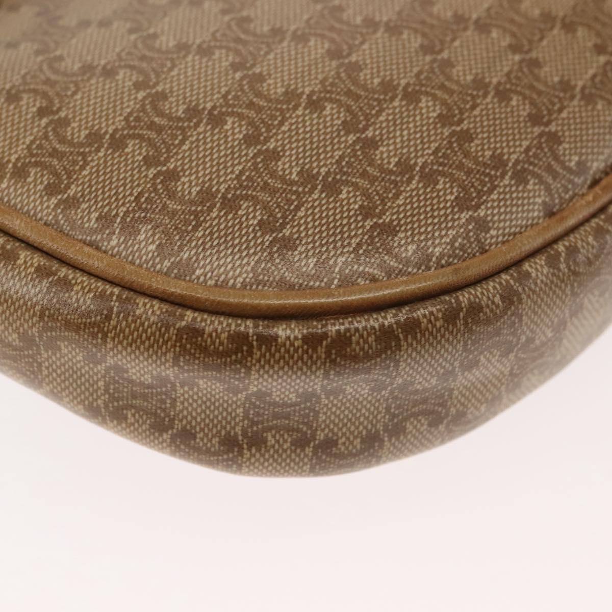 CELINE Macadam Canvas Shoulder Bag PVC Beige Gold Auth 143334