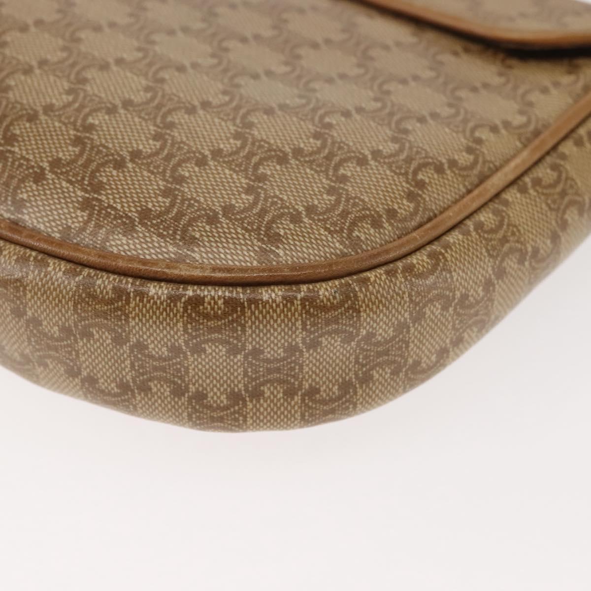 CELINE Macadam Canvas Shoulder Bag PVC Beige Gold Auth 143334