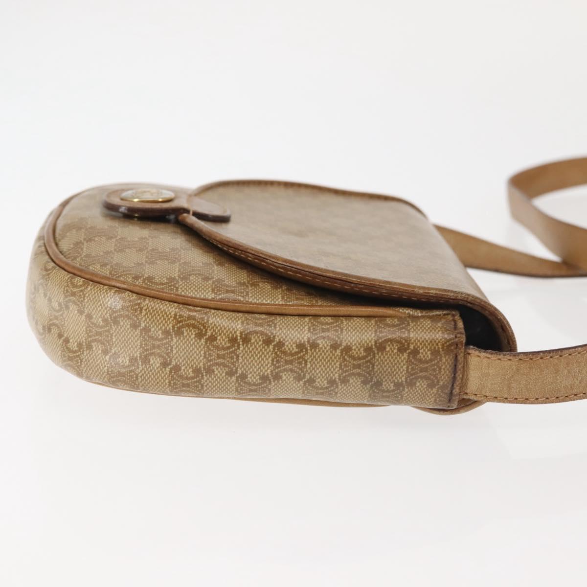 CELINE Macadam Canvas Shoulder Bag PVC Beige Gold Auth 143334