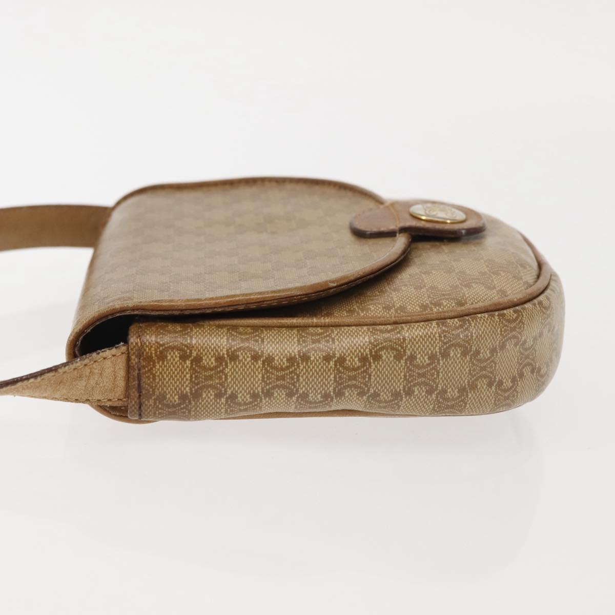 CELINE Macadam Canvas Shoulder Bag PVC Beige Gold Auth 143334