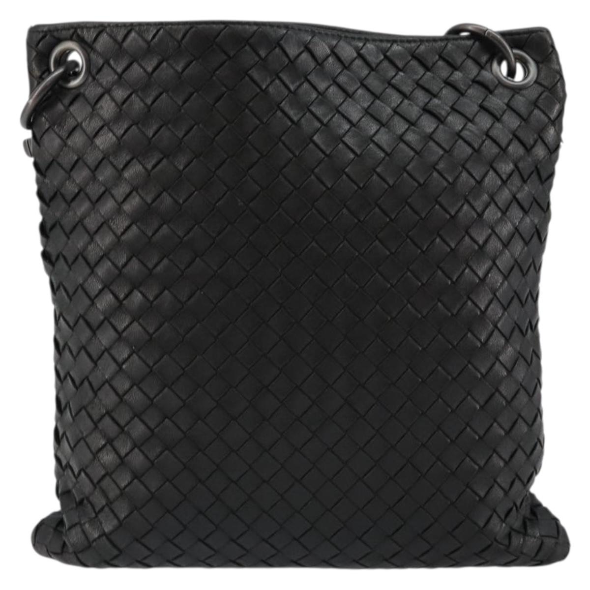 BOTTEGA VENETA INTRECCIATO Shoulder Bag Leather Black Auth 143339
