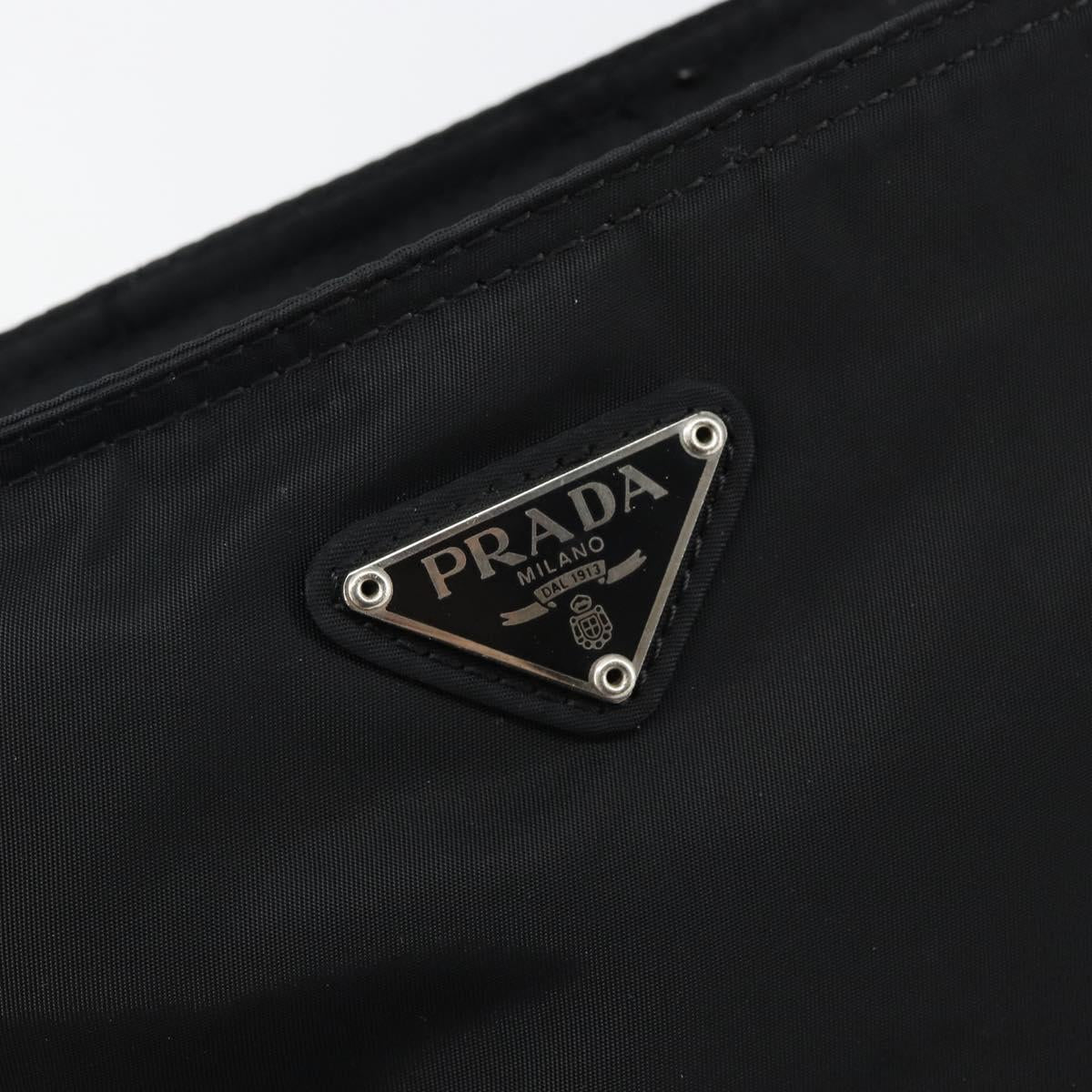 PRADA Shoulder Bag Nylon Black Silver Auth 143341