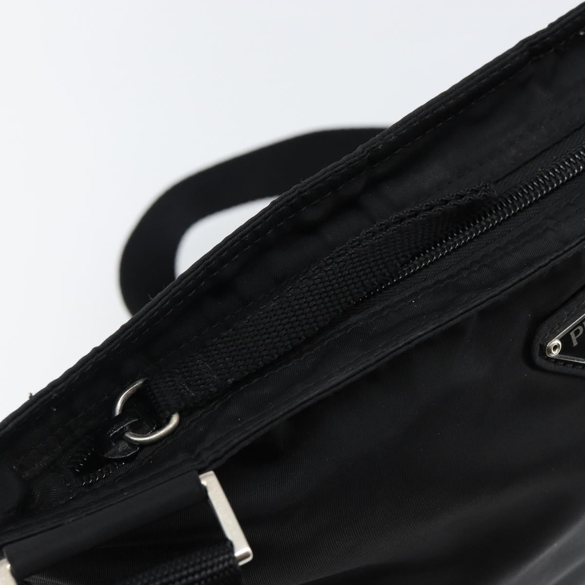 PRADA Shoulder Bag Nylon Black Silver Auth 143341