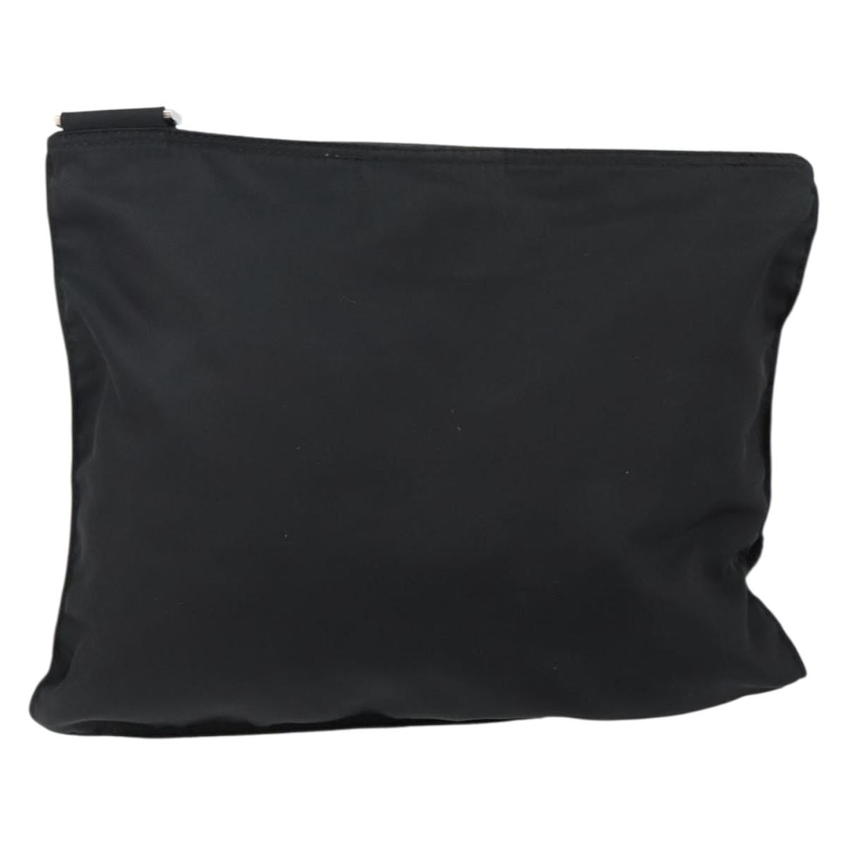 PRADA Shoulder Bag Nylon Black Silver Auth 143341