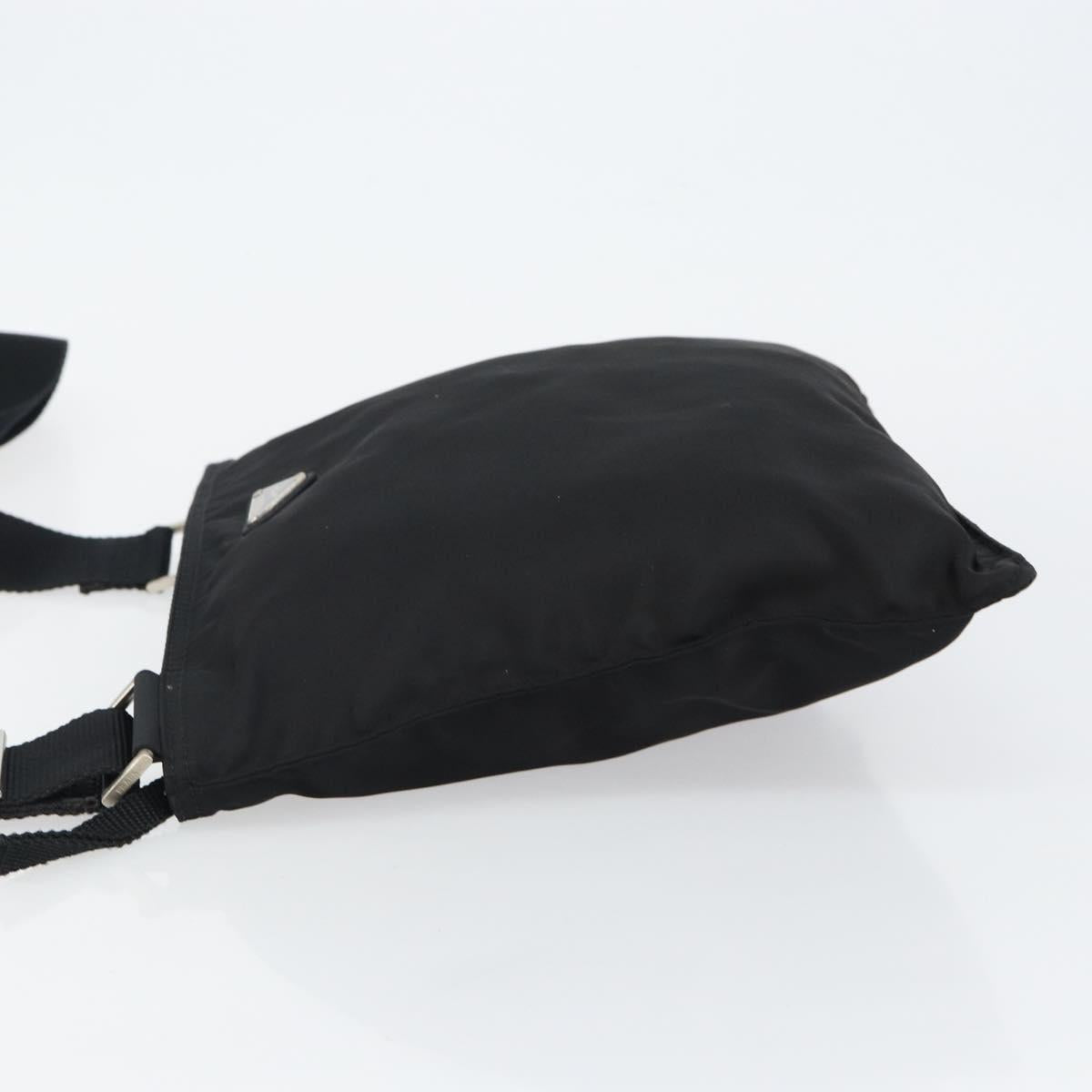 PRADA Shoulder Bag Nylon Black Silver Auth 143341