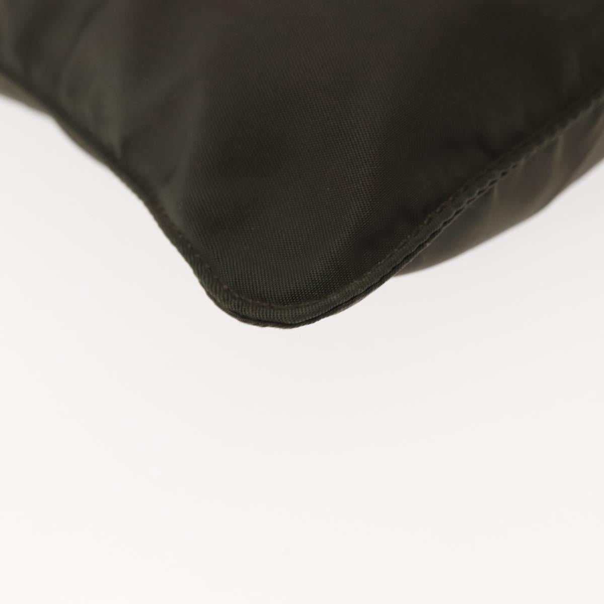 PRADA Shoulder Bag Nylon Khaki Silver Auth 143342