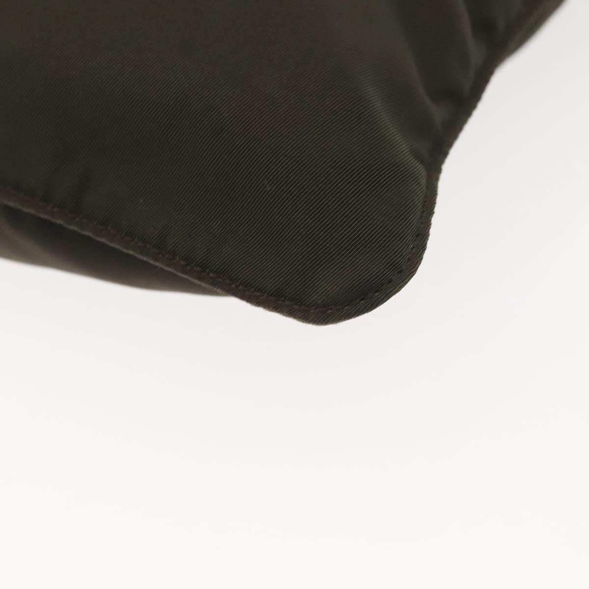 PRADA Shoulder Bag Nylon Khaki Silver Auth 143342