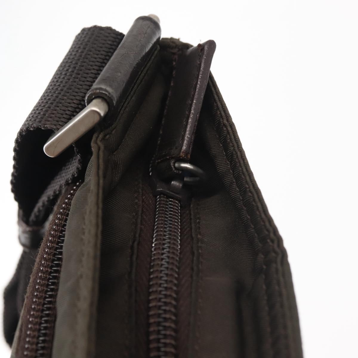 PRADA Shoulder Bag Nylon Khaki Silver Auth 143342
