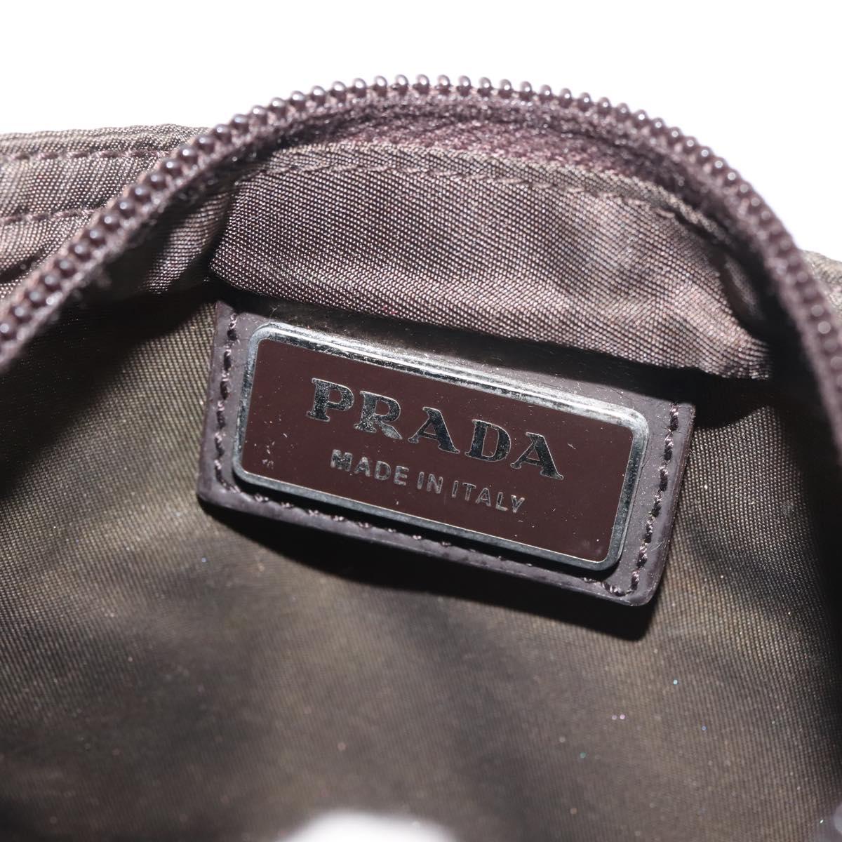 PRADA Shoulder Bag Nylon Khaki Silver Auth 143342