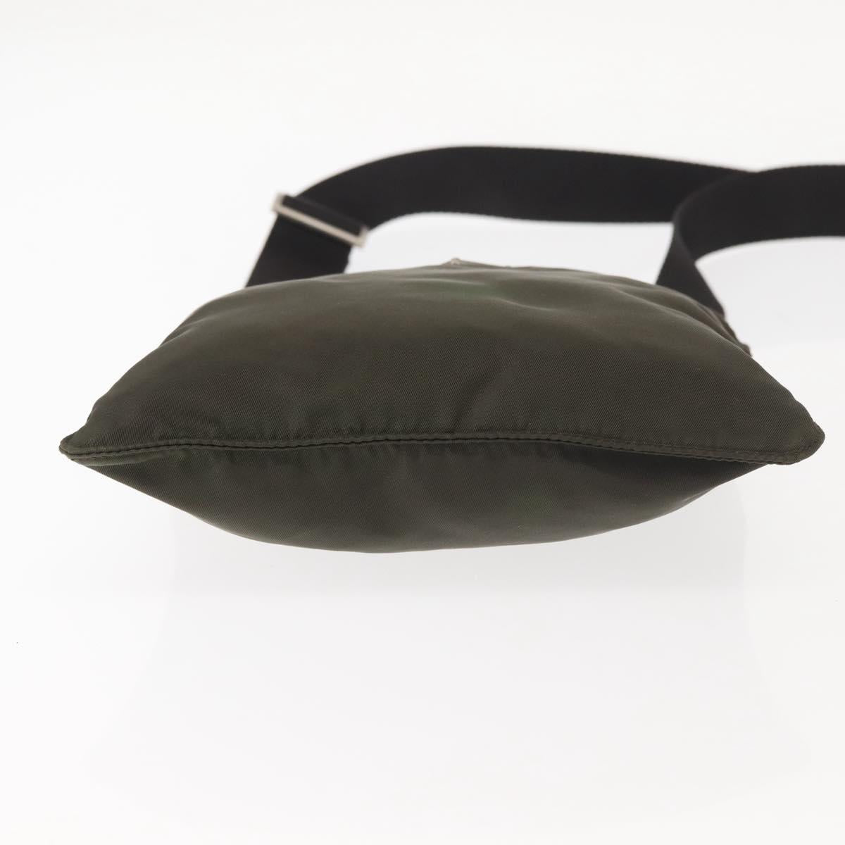 PRADA Shoulder Bag Nylon Khaki Silver Auth 143342