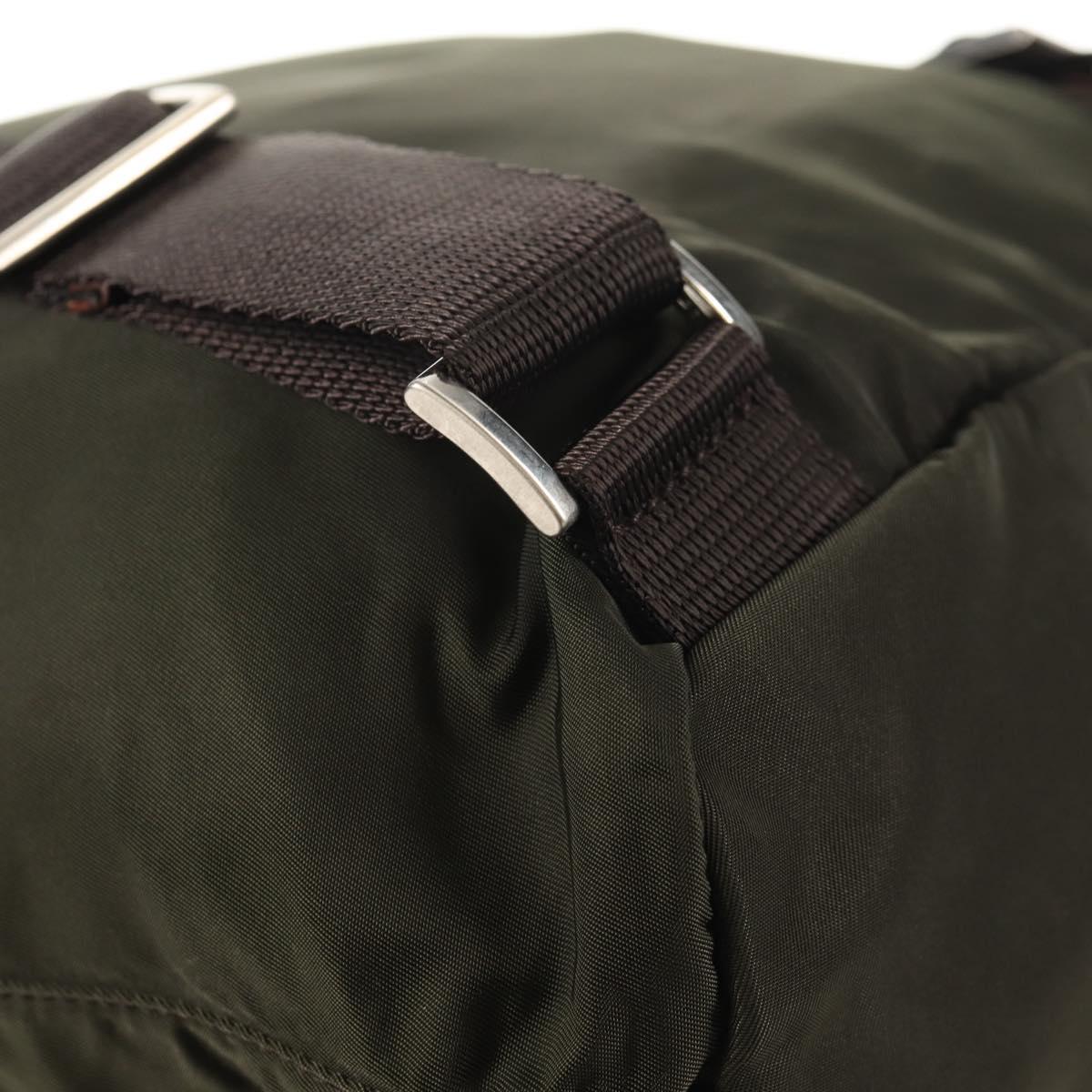 PRADA Backpack Nylon Khaki Silver Auth 143343