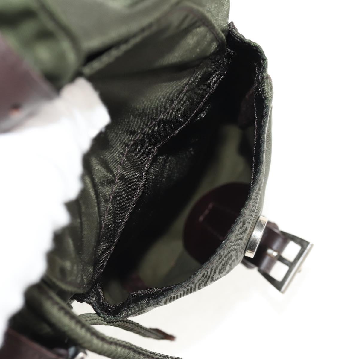 PRADA Backpack Nylon Khaki Silver Auth 143343