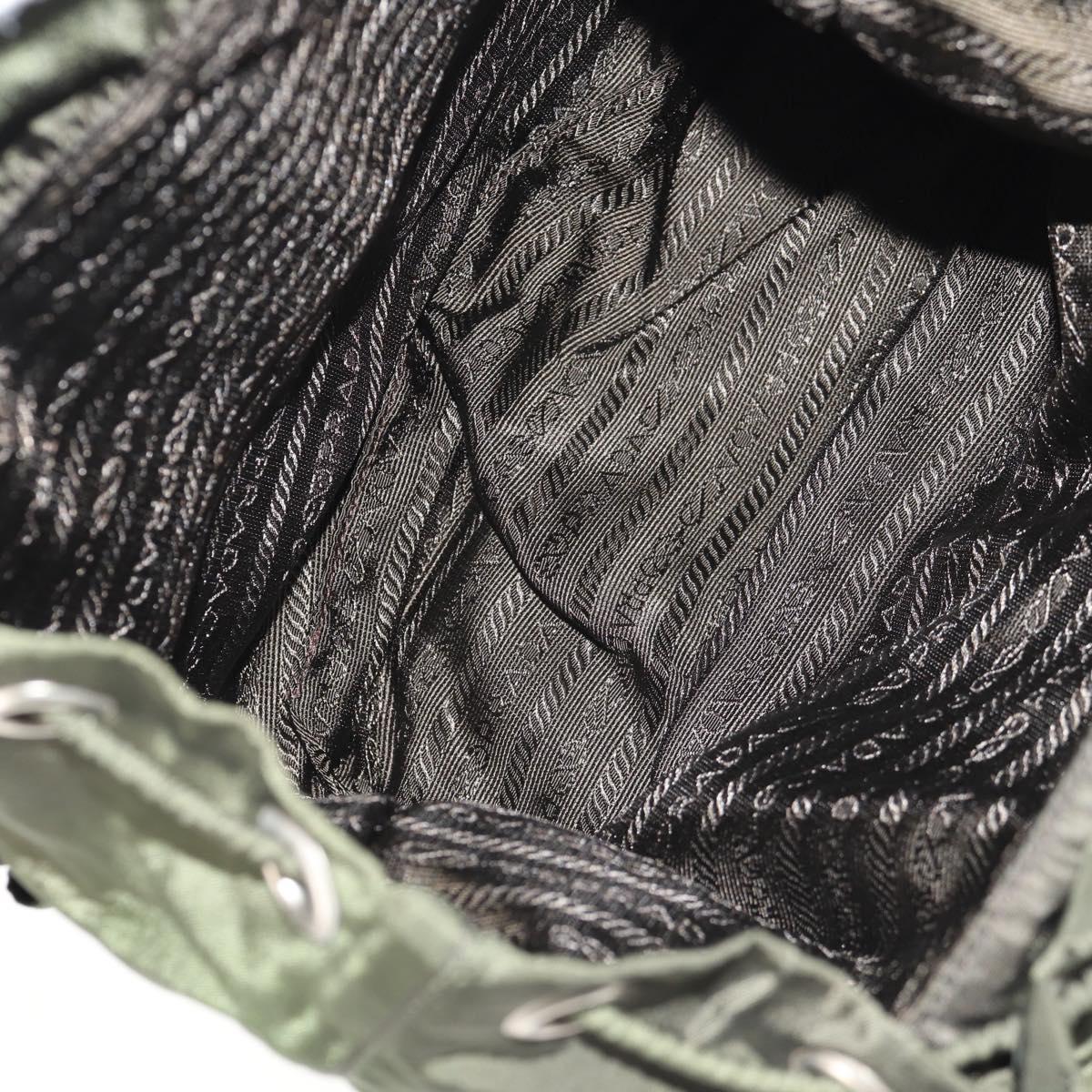 PRADA Backpack Nylon Khaki Silver Auth 143343