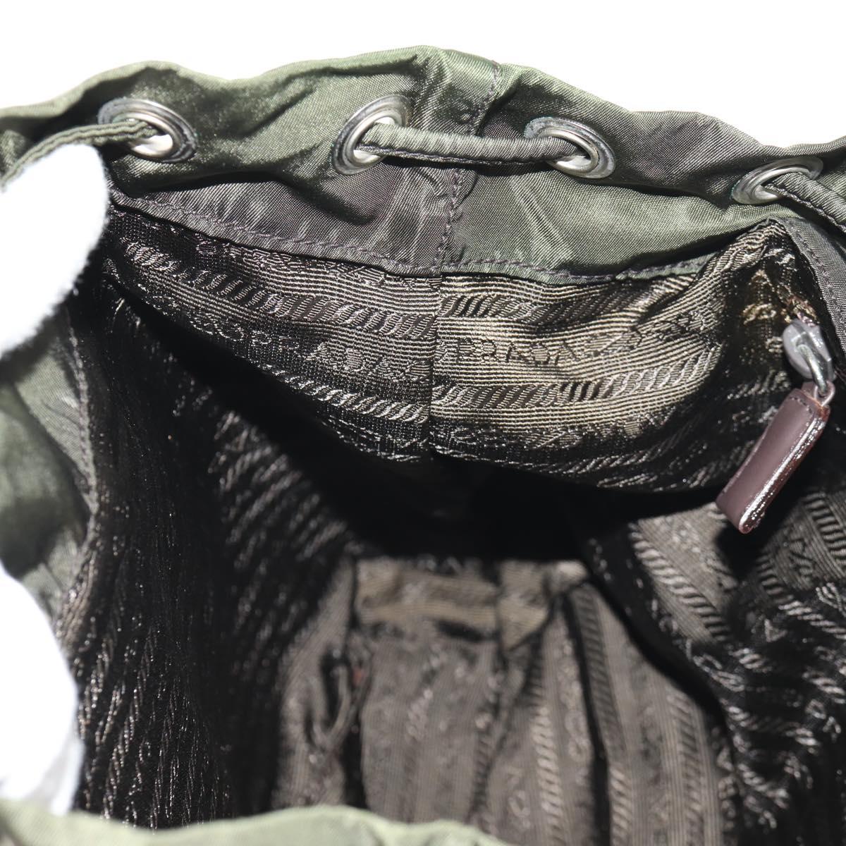 PRADA Backpack Nylon Khaki Silver Auth 143343