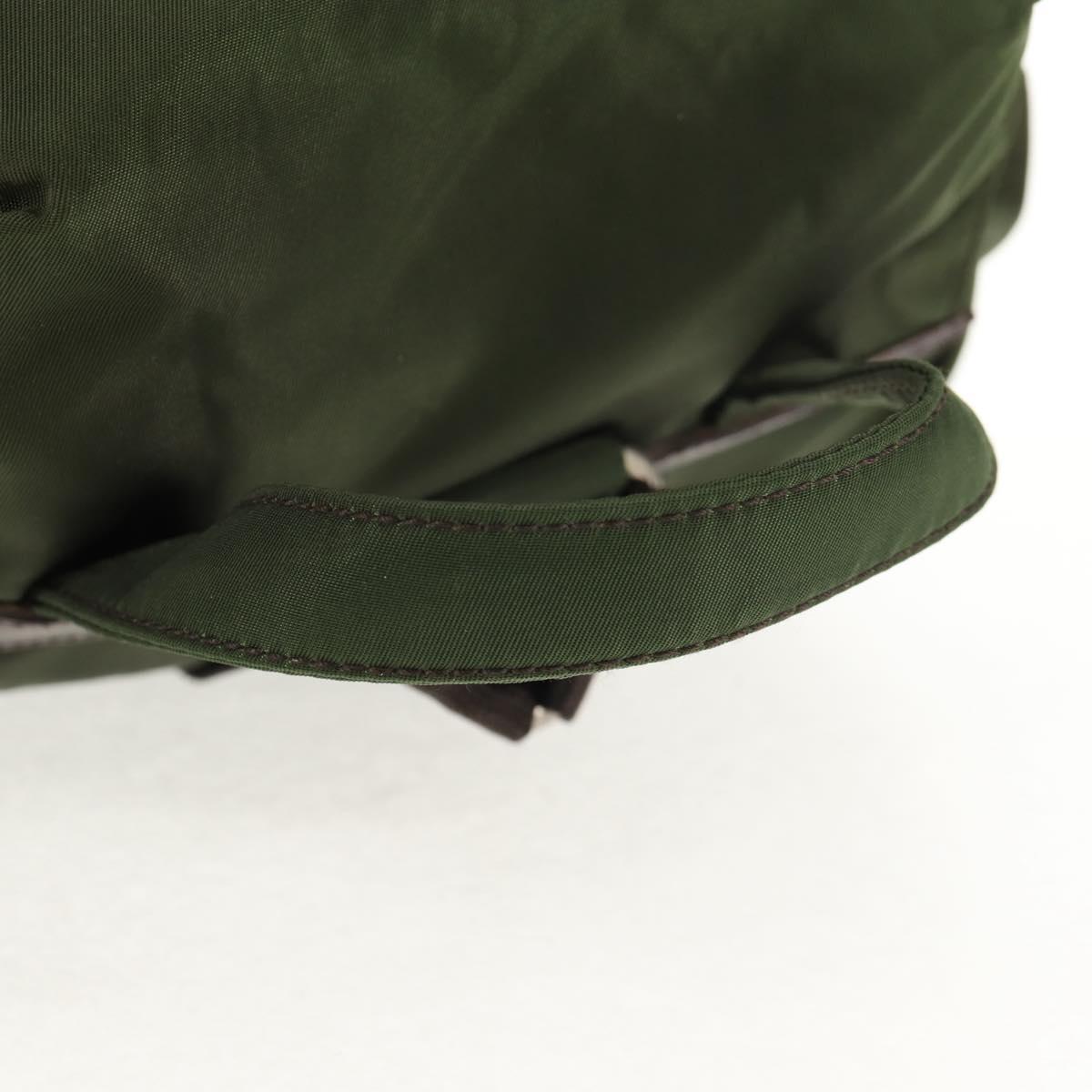 PRADA Backpack Nylon Khaki Silver Auth 143343