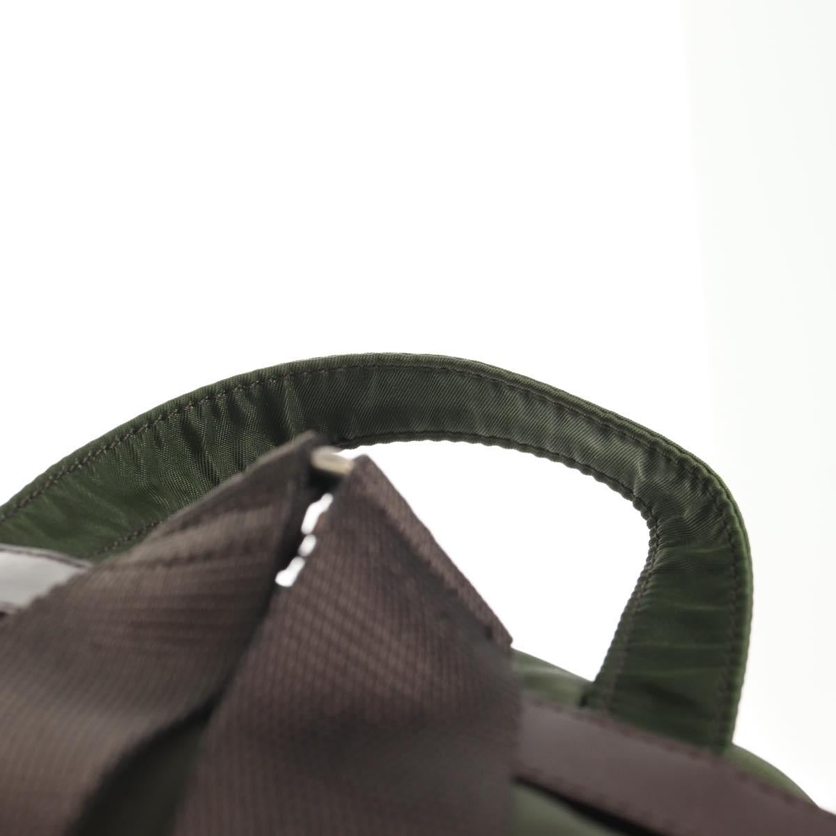 PRADA Backpack Nylon Khaki Silver Auth 143343