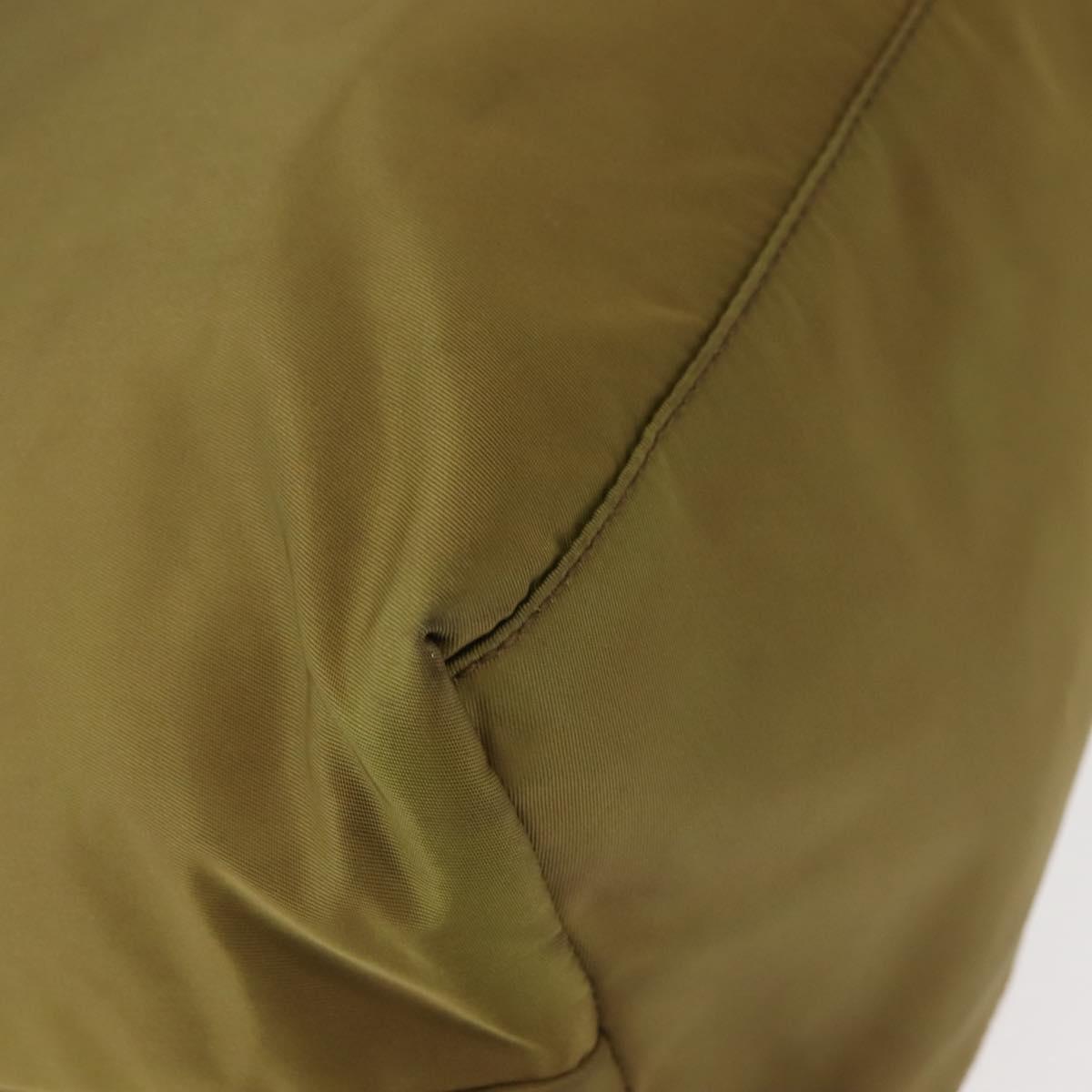 PRADA Tote Bag Nylon Khaki Gold Auth 143347