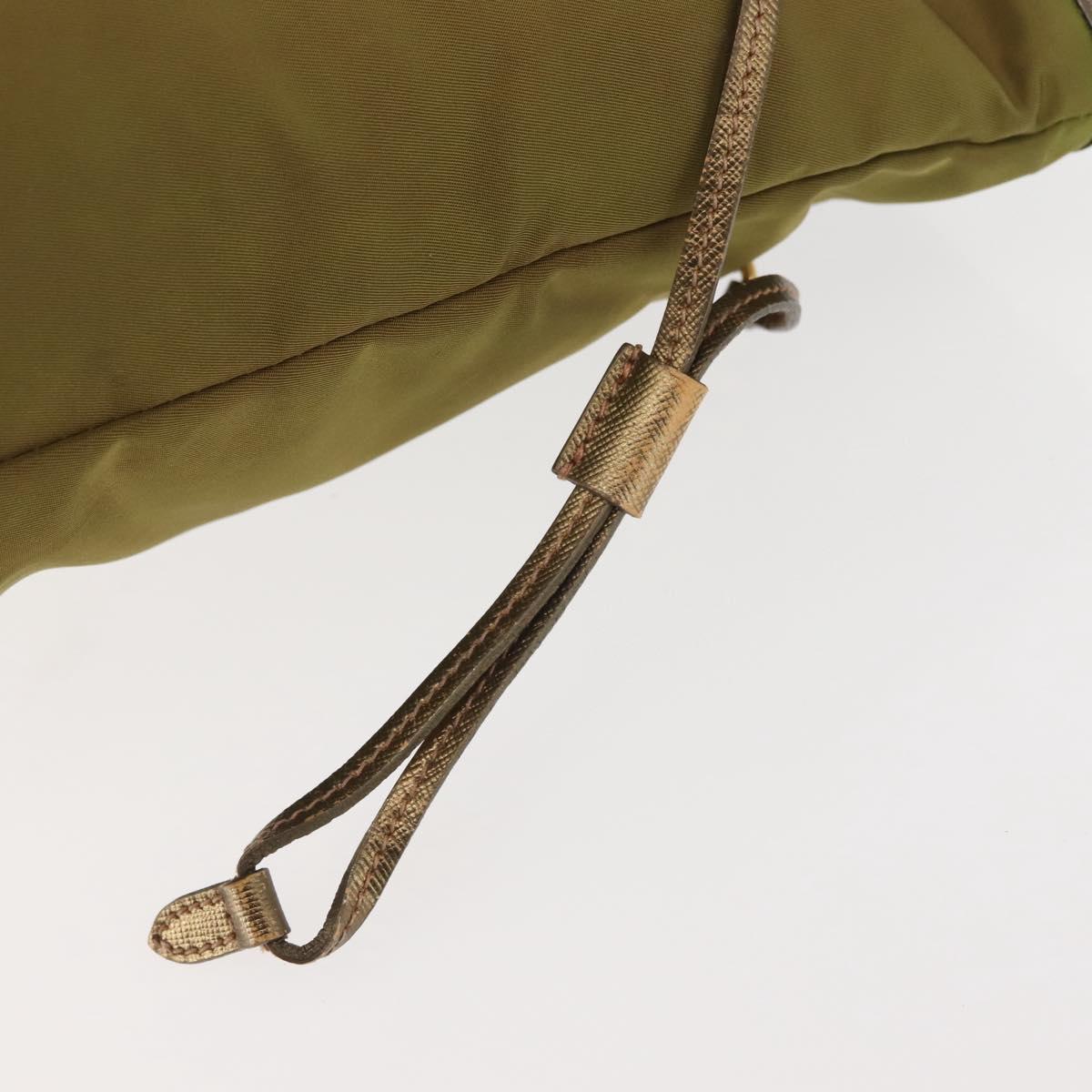 PRADA Tote Bag Nylon Khaki Gold Auth 143347