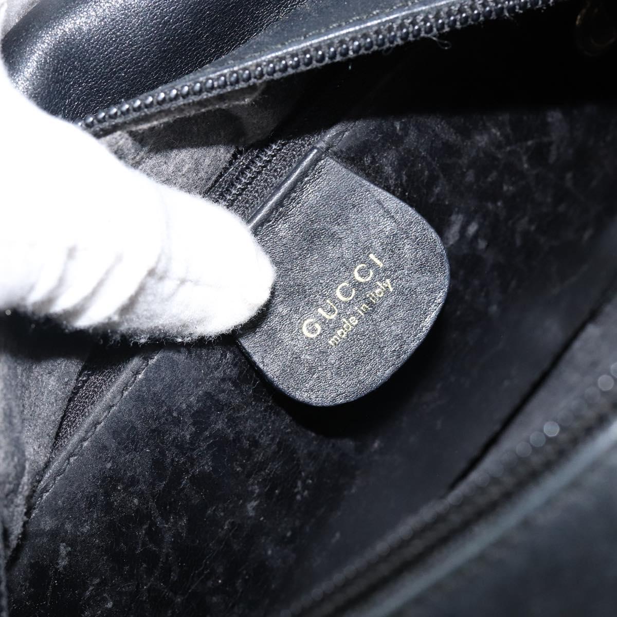 GUCCI Bamboo Hand Bag Leather Black Gold 000 2865 0575 Auth 143348