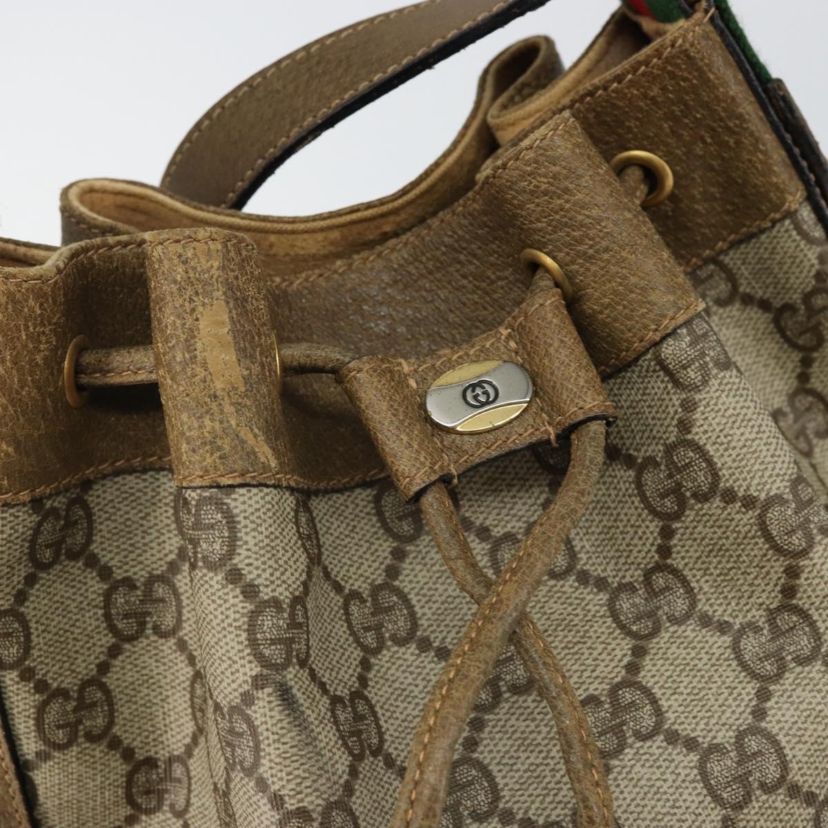 GUCCI GG Supreme Web Sherry Line Shoulder Bag PVC Beige 14 02 034 Auth 143349