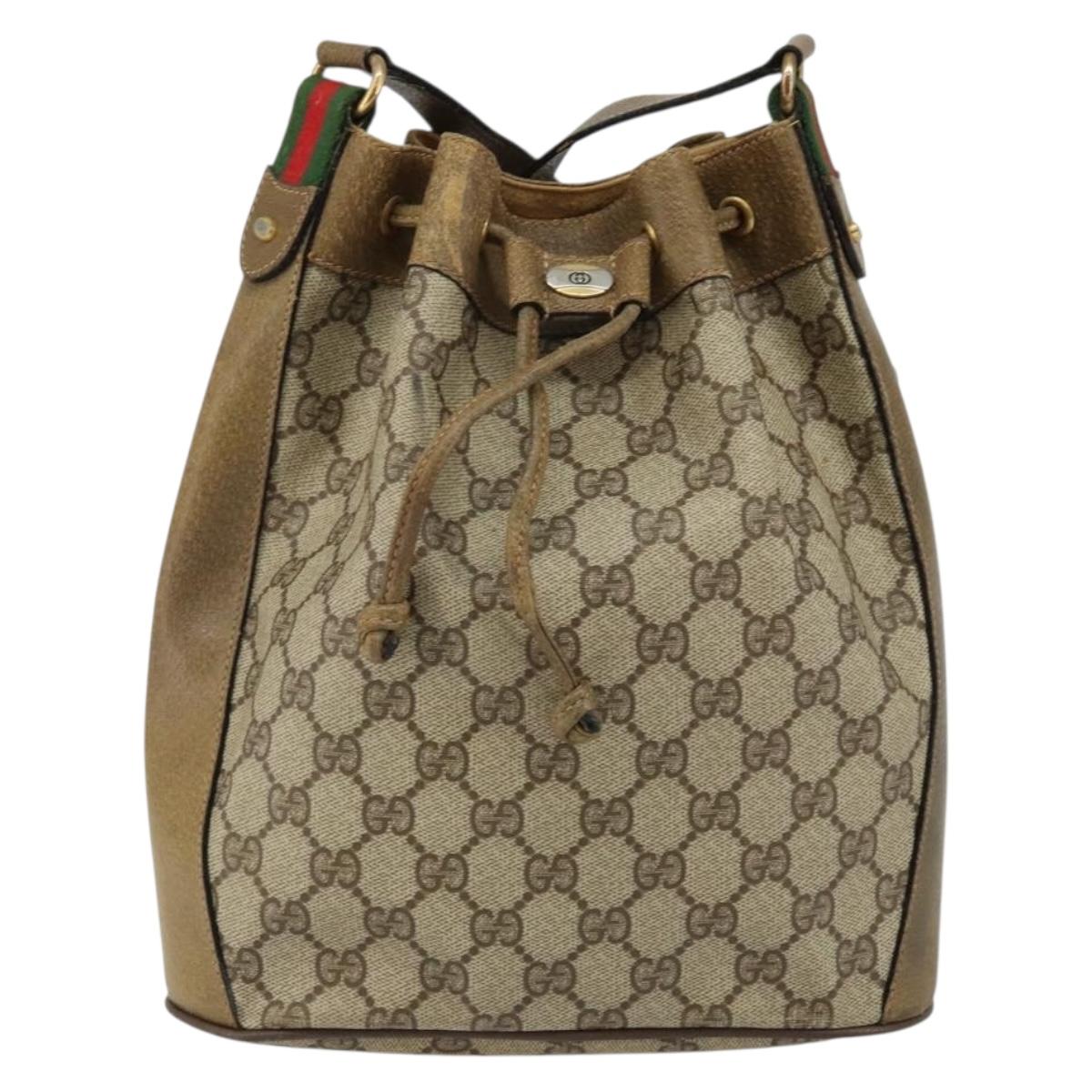 GUCCI GG Supreme Web Sherry Line Shoulder Bag PVC Beige 14 02 034 Auth 143349