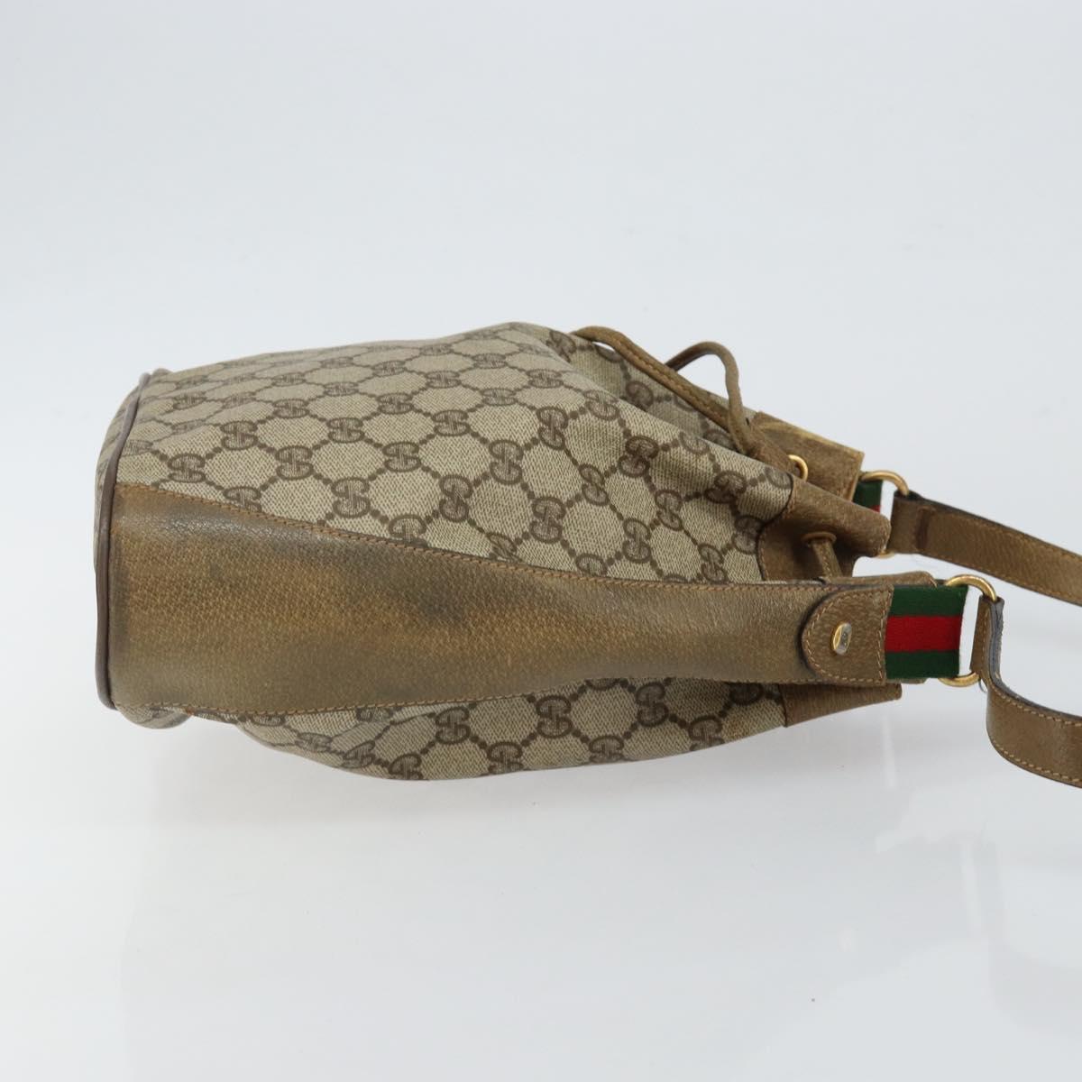 GUCCI GG Supreme Web Sherry Line Shoulder Bag PVC Beige 14 02 034 Auth 143349