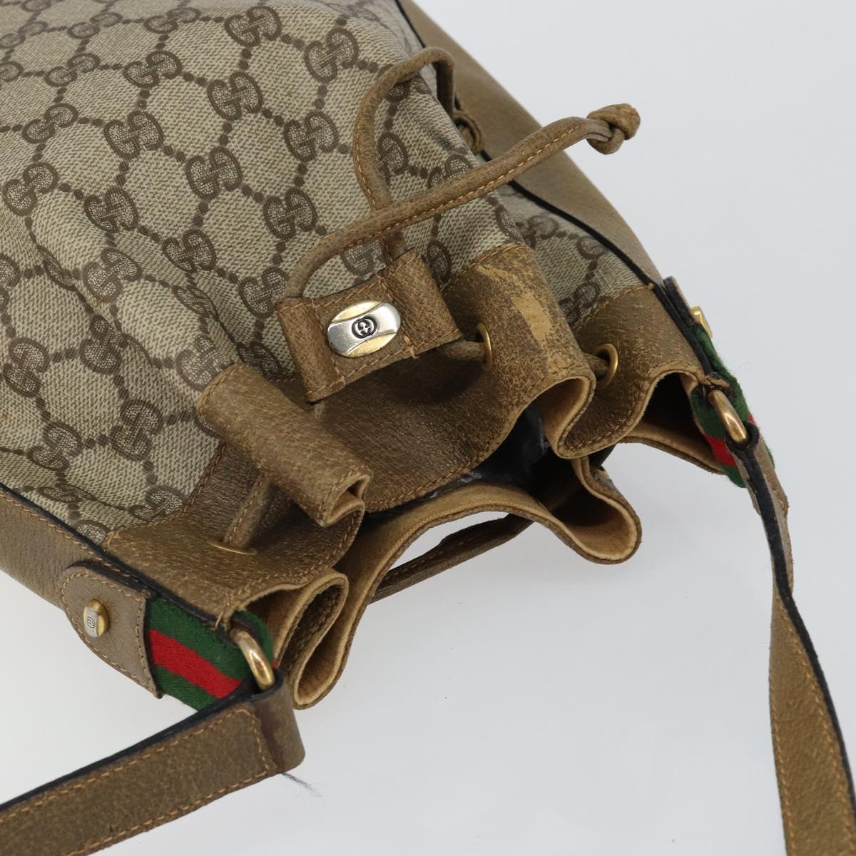 GUCCI GG Supreme Web Sherry Line Shoulder Bag PVC Beige 14 02 034 Auth 143349