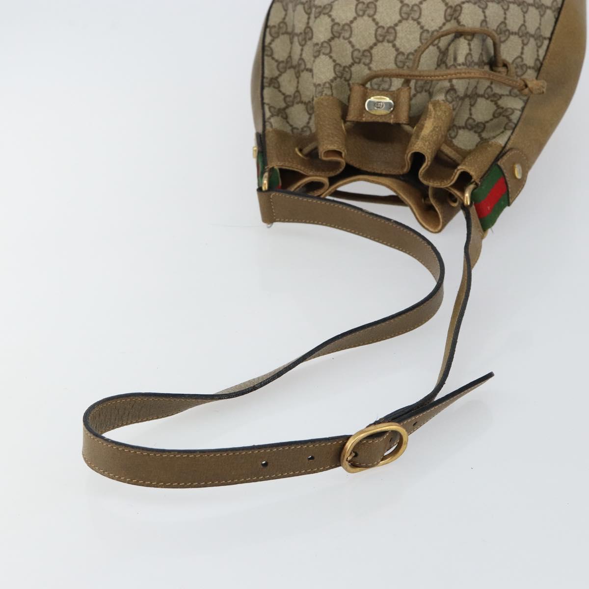 GUCCI GG Supreme Web Sherry Line Shoulder Bag PVC Beige 14 02 034 Auth 143349